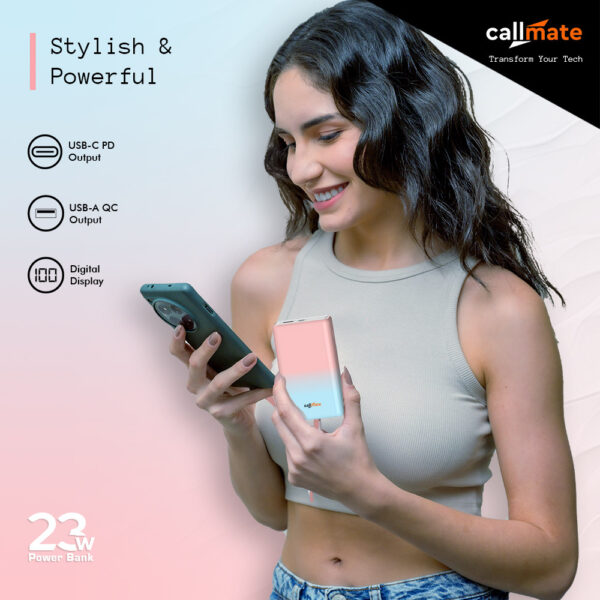 Callmate 20000 mAh 23 W Power Bank  (Pink, Blue) - Image 2