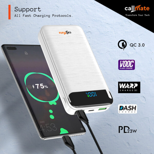 Callmate 20000 mAh 23 W Power Bank (White) - Image 3