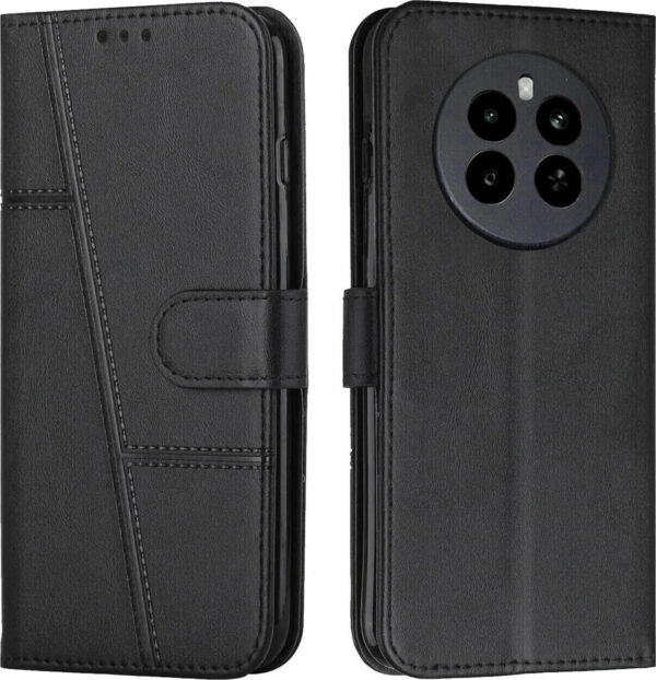 Flip Cover for realme P1 5G | Leather |Stand (Black, Magnetic Case, Pack of: 1)