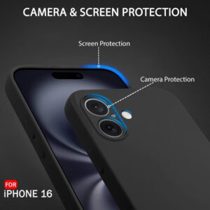 COVJ Back Cover for iPhone 16 (Black, Dual Protection, Silicon, Pack of: 1)