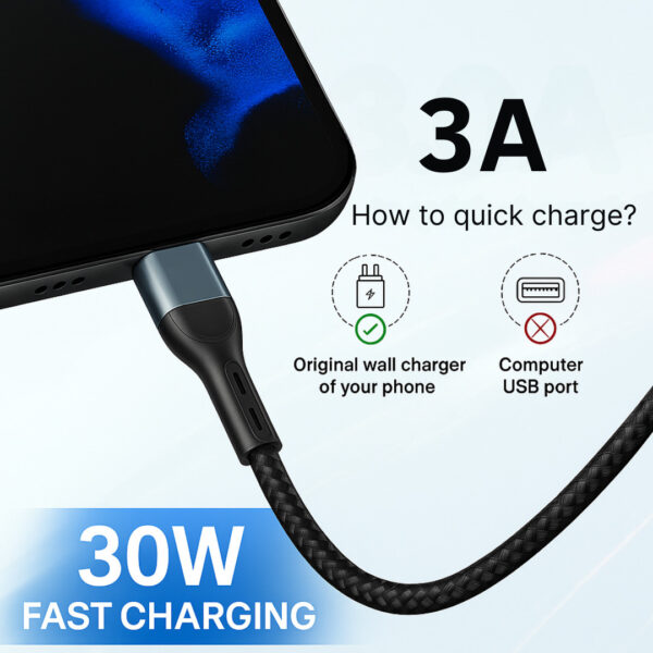 SmartBuy USB Type C Cable 2 A 1 m 5X Thick Cable USB Type C 22.5W - Image 2