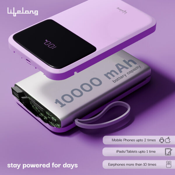 Lifelong 10000 mAh 22.5 W Wireless Compact Pocket Size Power Bank - Image 2